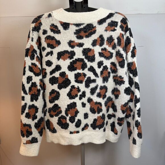 Sweet Lovely by Jen Leopard Print Sweater, Sz 1XL/2XL Fuzzy Soft Crew Neck 2/$25 - Picture 2 of 10